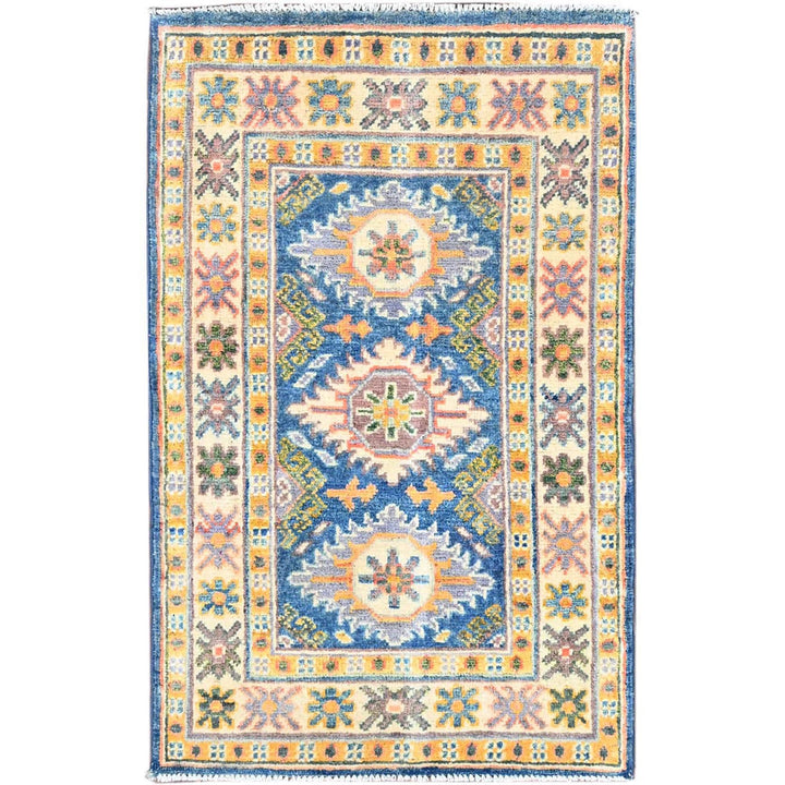 2'2" x 3'4" New Hand Knotted Blue Cotton Rectangle Oriental Rug - MOA10286302