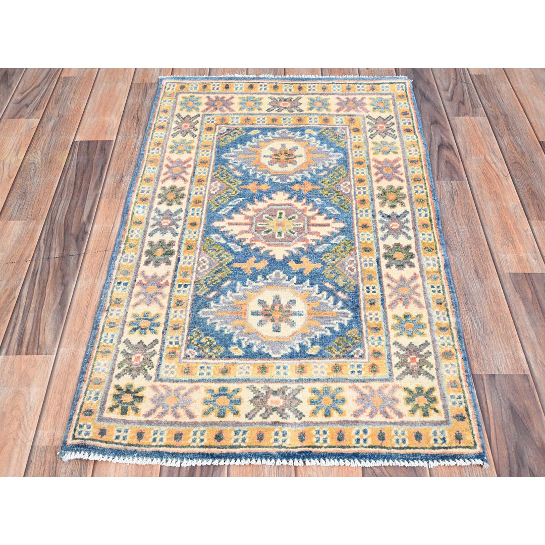 2'2" x 3'4" New Hand Knotted Blue Cotton Rectangle Oriental Rug - MOA10286302