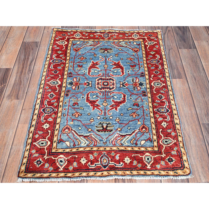 2'0" x 2'10" New Hand Knotted Blue Cotton Rectangle Oriental Rug - MOA10286362