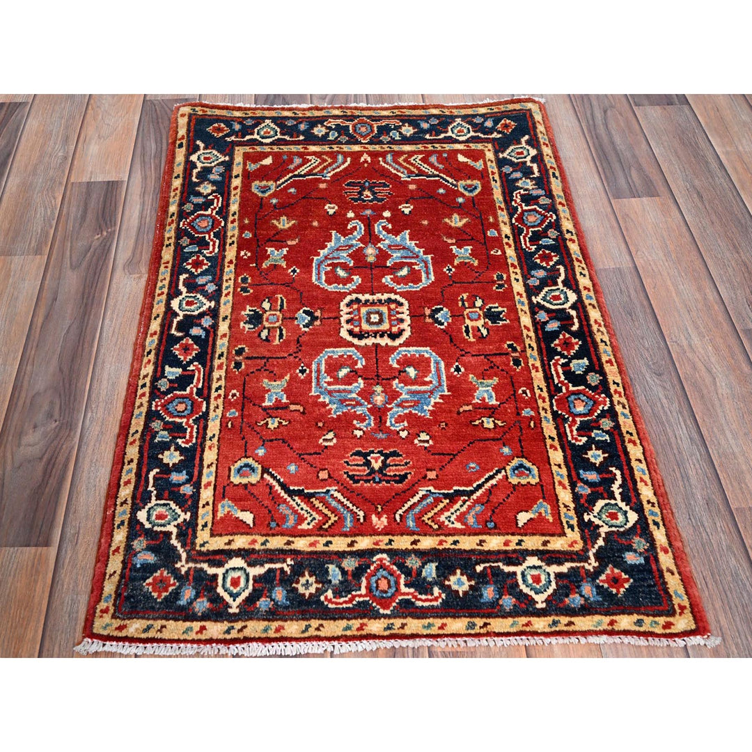 2'1" x 2'10" New Hand Knotted Red Cotton Rectangle Oriental Rug - MOA10286367