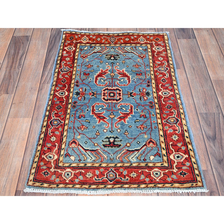 1'9" x 2'9" New Hand Knotted Blue Cotton Rectangle Oriental Rug - MOA10286370