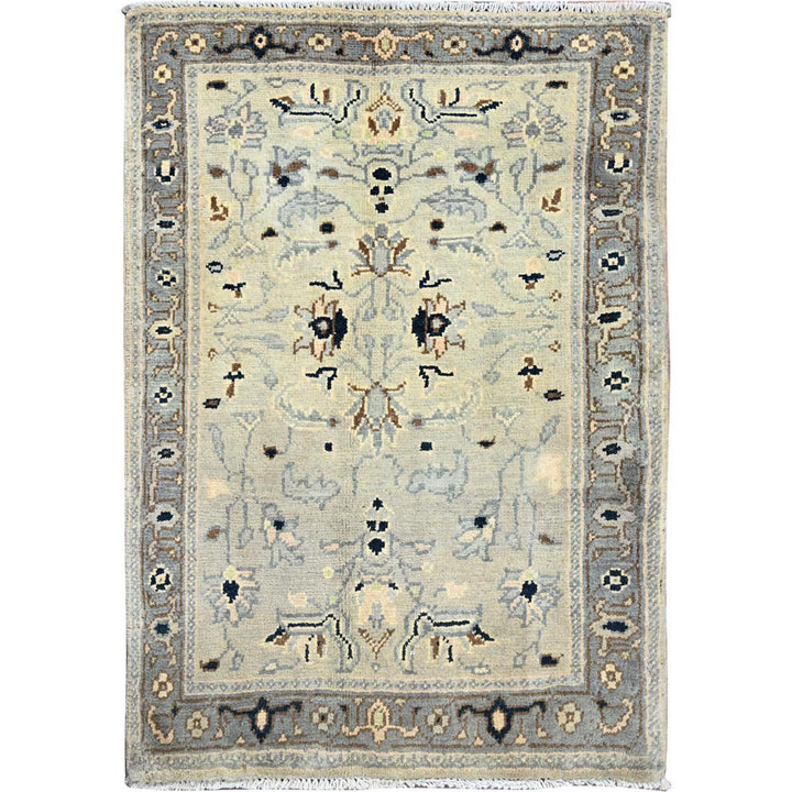 2'1" x 2'11" New Hand Knotted Ivory Cotton Rectangle Oriental Rug - MOA10286383