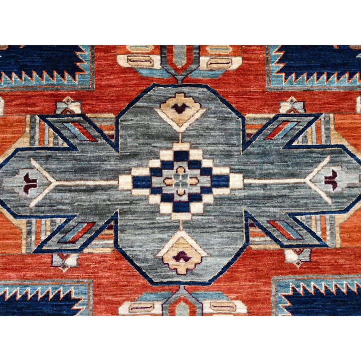 11'5" x 11'9" New Hand Knotted Blue Wool Square Oriental Rug - MOA10286409