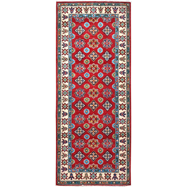 2'7" x 6'7" New Hand Knotted Red Wool Runner Oriental Rug - MOA10286443