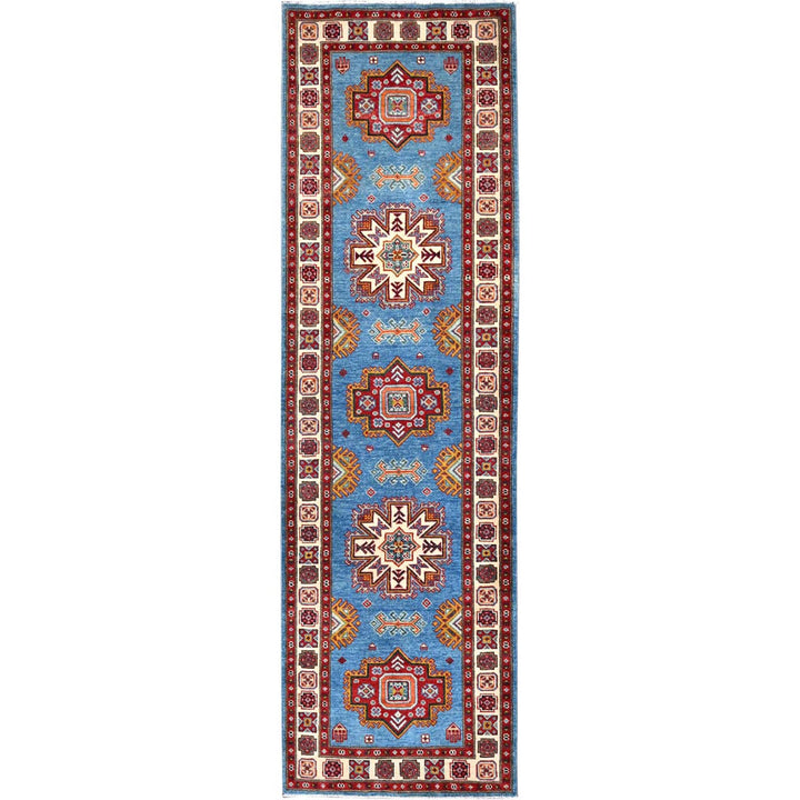 2'10" x 9'9" New Hand Knotted Blue Wool Runner Oriental Rug - MOA10286446