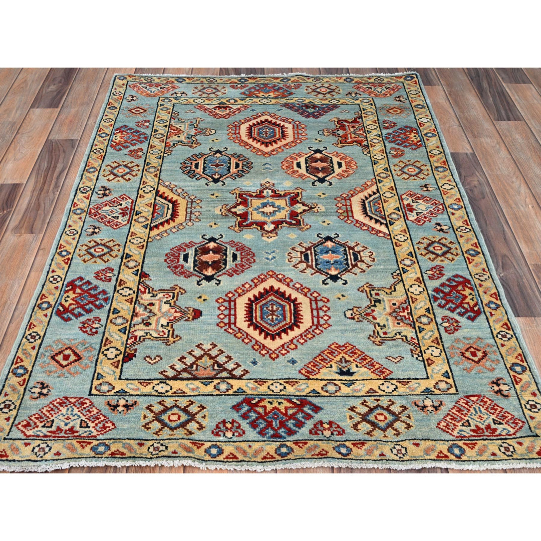 3'4" x 4'6" New Hand Knotted Blue Wool Rectangle Oriental Rug - MOA10286464