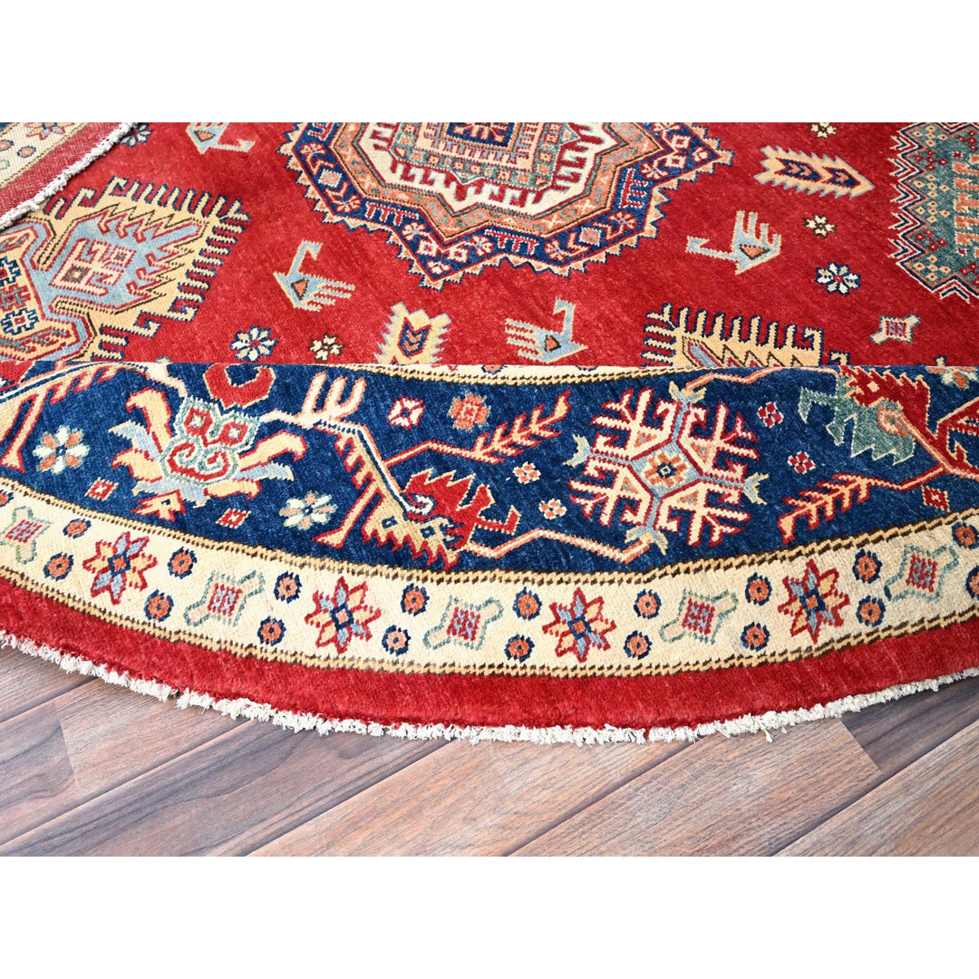 8'10" x 8'11" New Hand Knotted Red Wool Round Oriental Rug - MOA10286476