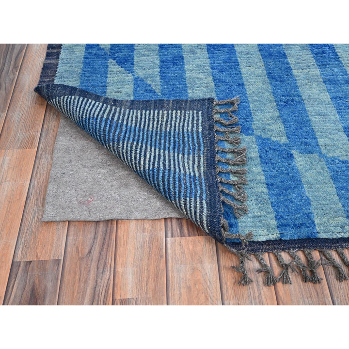 8'3" x 10'5" New Hand Knotted Blue Wool Rectangle Oriental Rug - MOA10286501