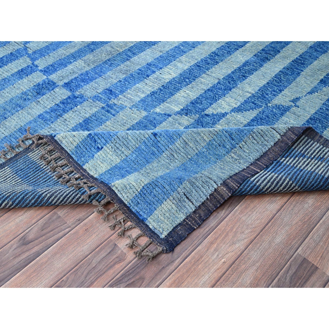 8'3" x 10'5" New Hand Knotted Blue Wool Rectangle Oriental Rug - MOA10286501