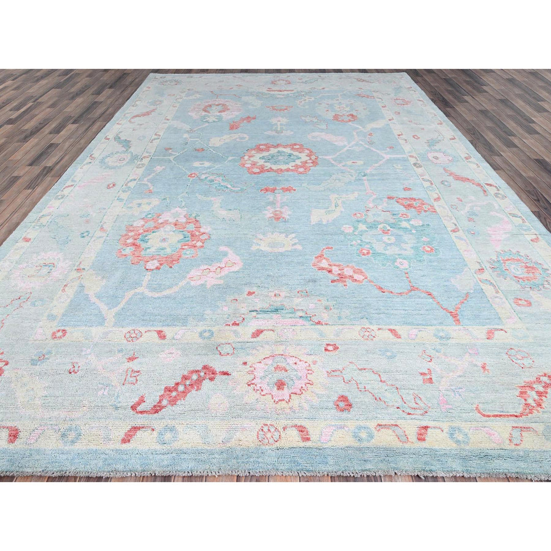 9'10" x 14'1" New Hand Knotted Blue Wool Rectangle Oriental Rug - MOA10286503