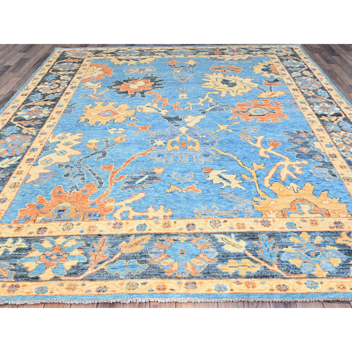 8'4" x 10'5" New Hand Knotted Blue Wool Rectangle Oriental Rug - MOA10286504