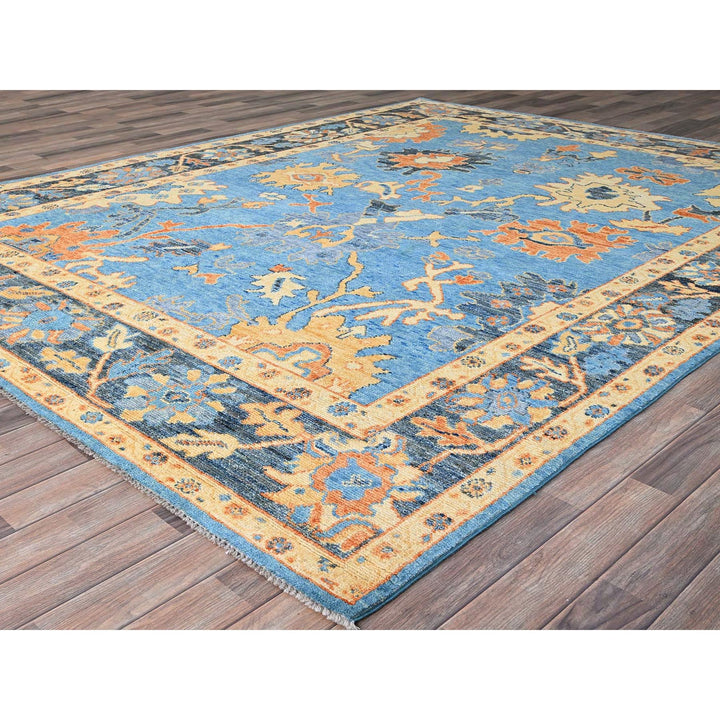 8'4" x 10'5" New Hand Knotted Blue Wool Rectangle Oriental Rug - MOA10286504