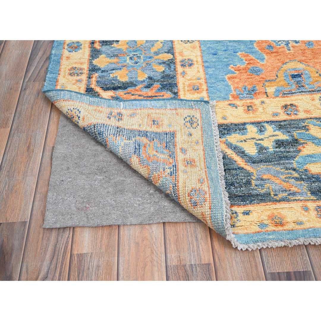 8'4" x 10'5" New Hand Knotted Blue Wool Rectangle Oriental Rug - MOA10286504