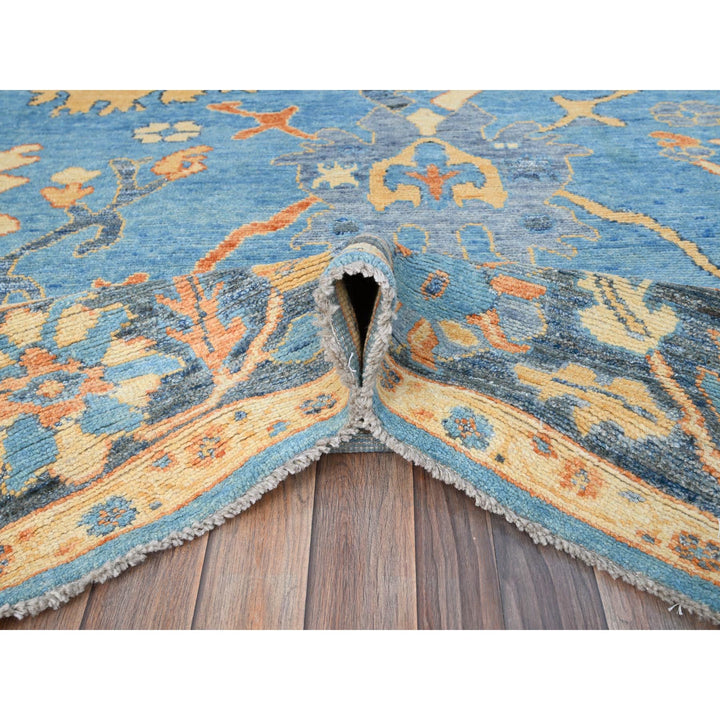 8'4" x 10'5" New Hand Knotted Blue Wool Rectangle Oriental Rug - MOA10286504