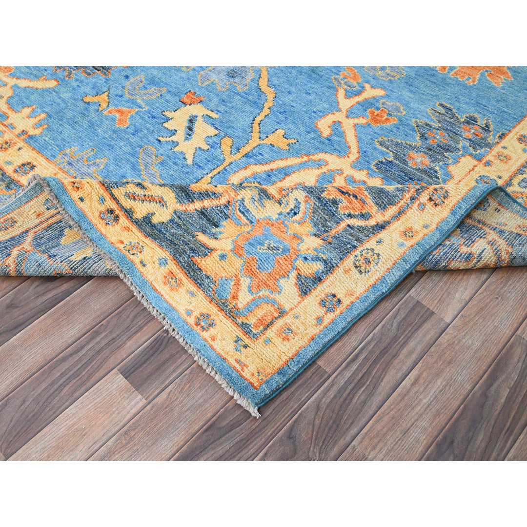 8'4" x 10'5" New Hand Knotted Blue Wool Rectangle Oriental Rug - MOA10286504