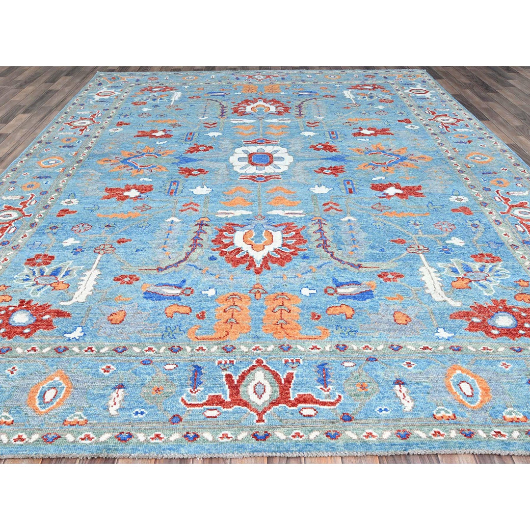 9'4" x 12'6" New Hand Knotted Blue Wool Rectangle Oriental Rug - MOA10286505