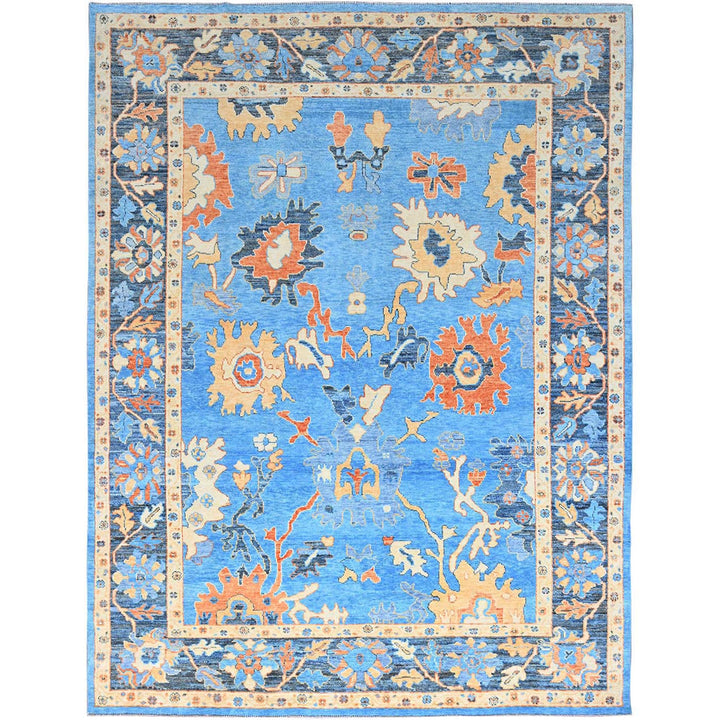 9'4" x 12'4" New Hand Knotted Blue Wool Rectangle Oriental Rug - MOA10286506