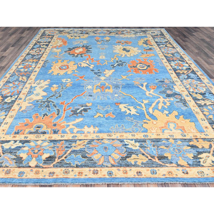 9'4" x 12'4" New Hand Knotted Blue Wool Rectangle Oriental Rug - MOA10286506