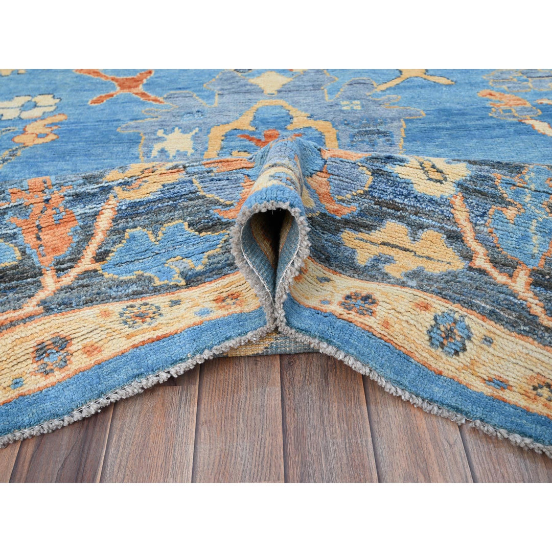 9'4" x 12'4" New Hand Knotted Blue Wool Rectangle Oriental Rug - MOA10286506