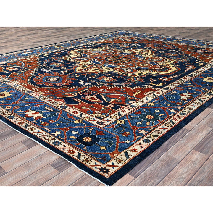 9'2" x 11'8" New Hand Knotted Blue Wool Rectangle Oriental Rug - MOA10286510