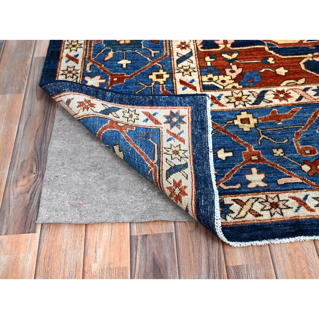 9'2" x 11'8" New Hand Knotted Blue Wool Rectangle Oriental Rug - MOA10286510