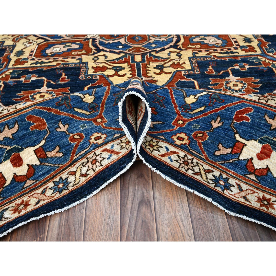 9'2" x 11'8" New Hand Knotted Blue Wool Rectangle Oriental Rug - MOA10286510