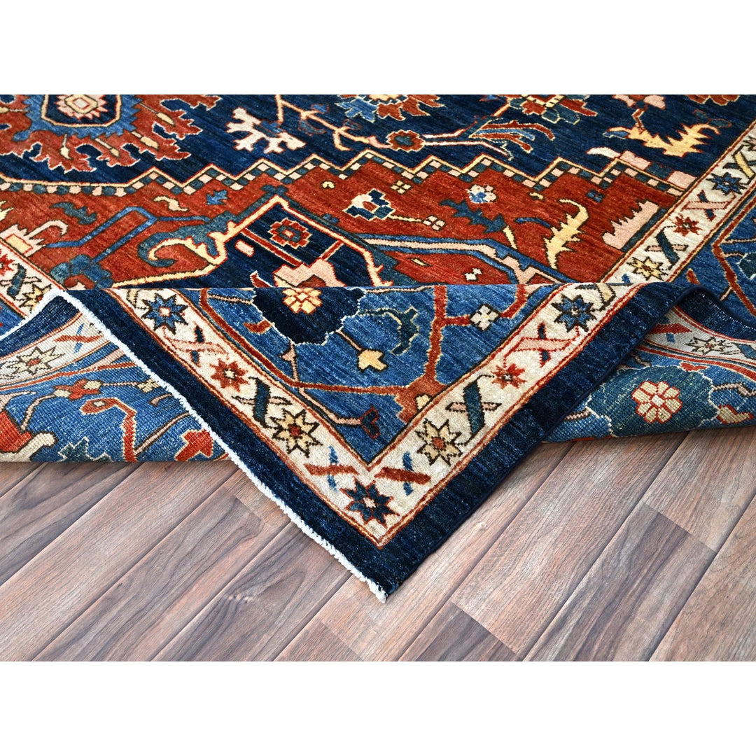 9'2" x 11'8" New Hand Knotted Blue Wool Rectangle Oriental Rug - MOA10286510