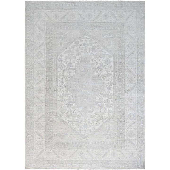 9'11" x 13'7" New Hand Knotted Ivory Wool Rectangle Oriental Rug - MOA10286511