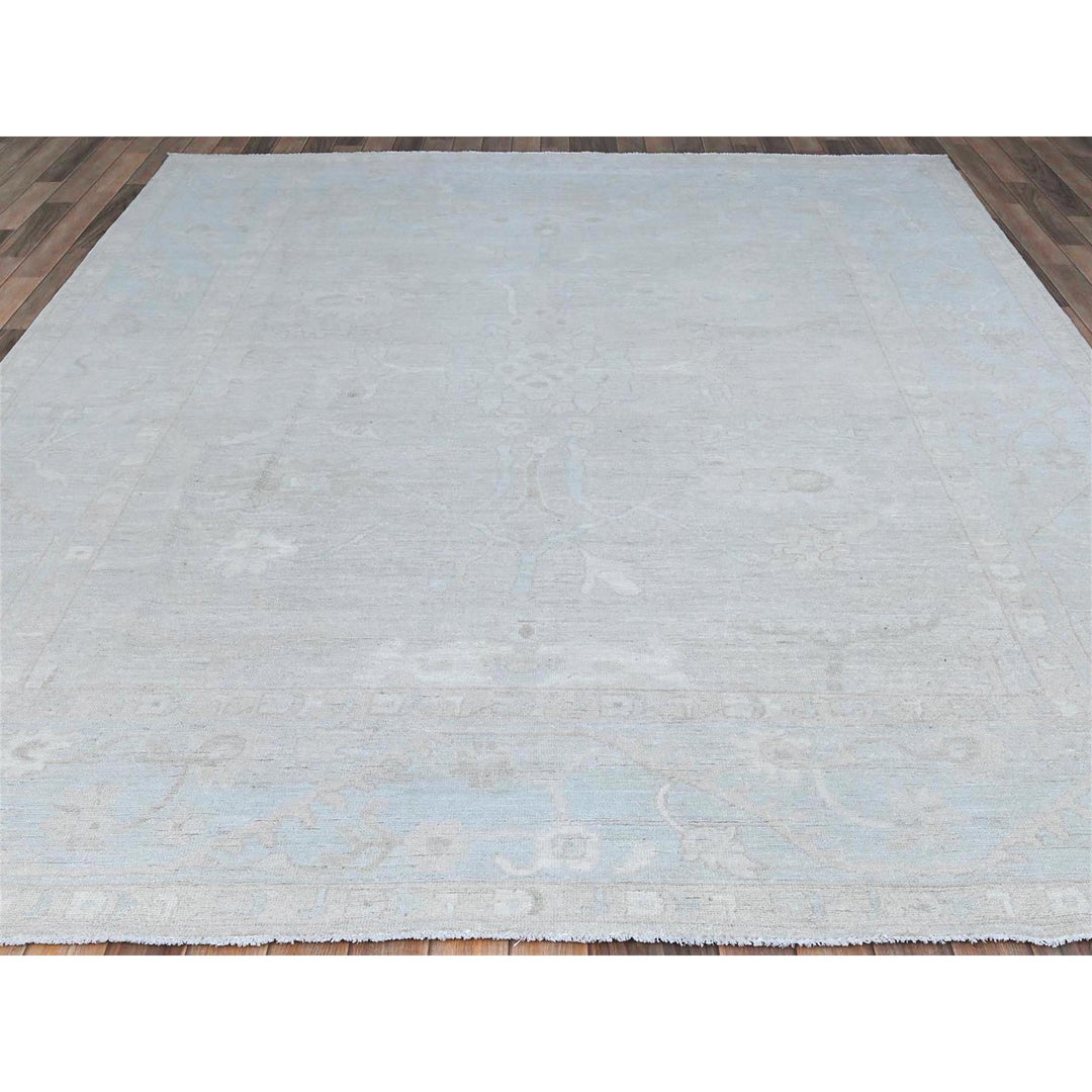 8'2" x 9'6" New Hand Knotted Grey Wool Rectangle Oriental Rug - MOA10286512