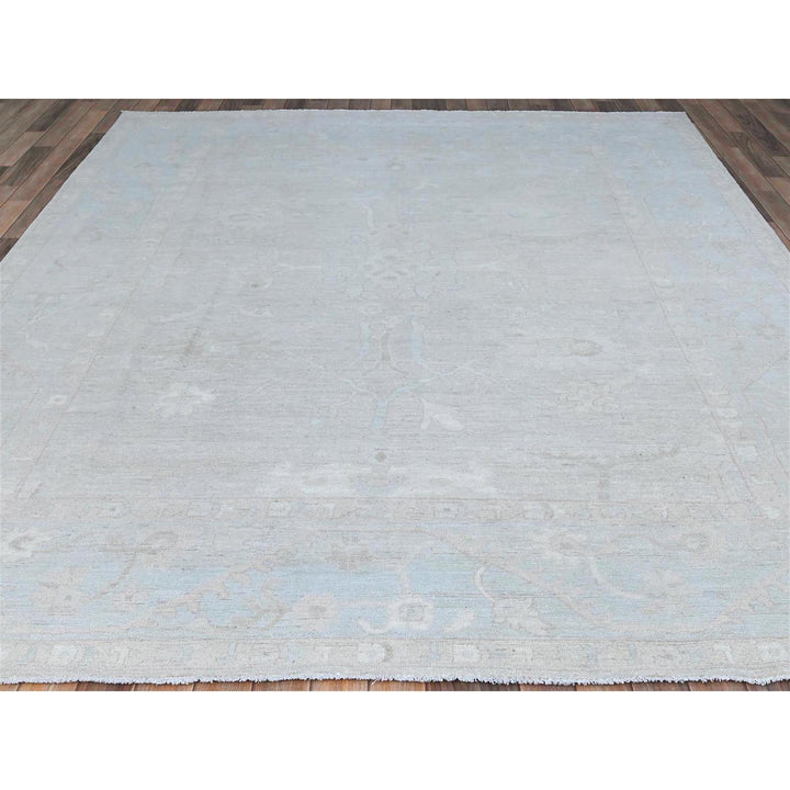 8'2" x 9'6" New Hand Knotted Grey Wool Rectangle Oriental Rug - MOA10286512