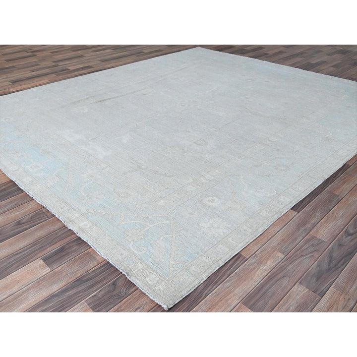 8'2" x 9'6" New Hand Knotted Grey Wool Rectangle Oriental Rug - MOA10286512