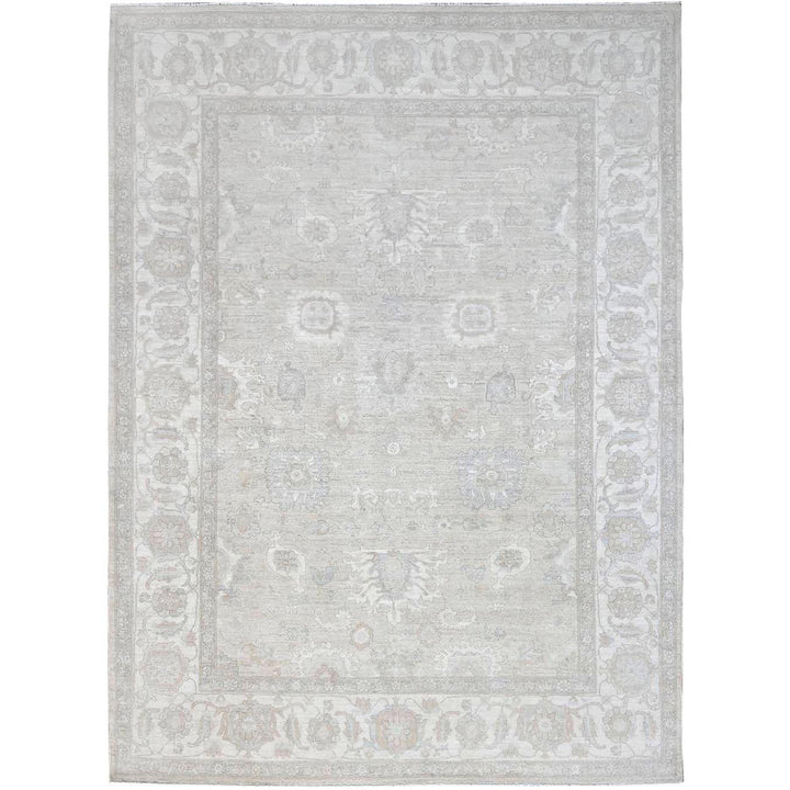 8'11" x 11'10" New Hand Knotted Grey Wool Rectangle Oriental Rug - MOA10286513