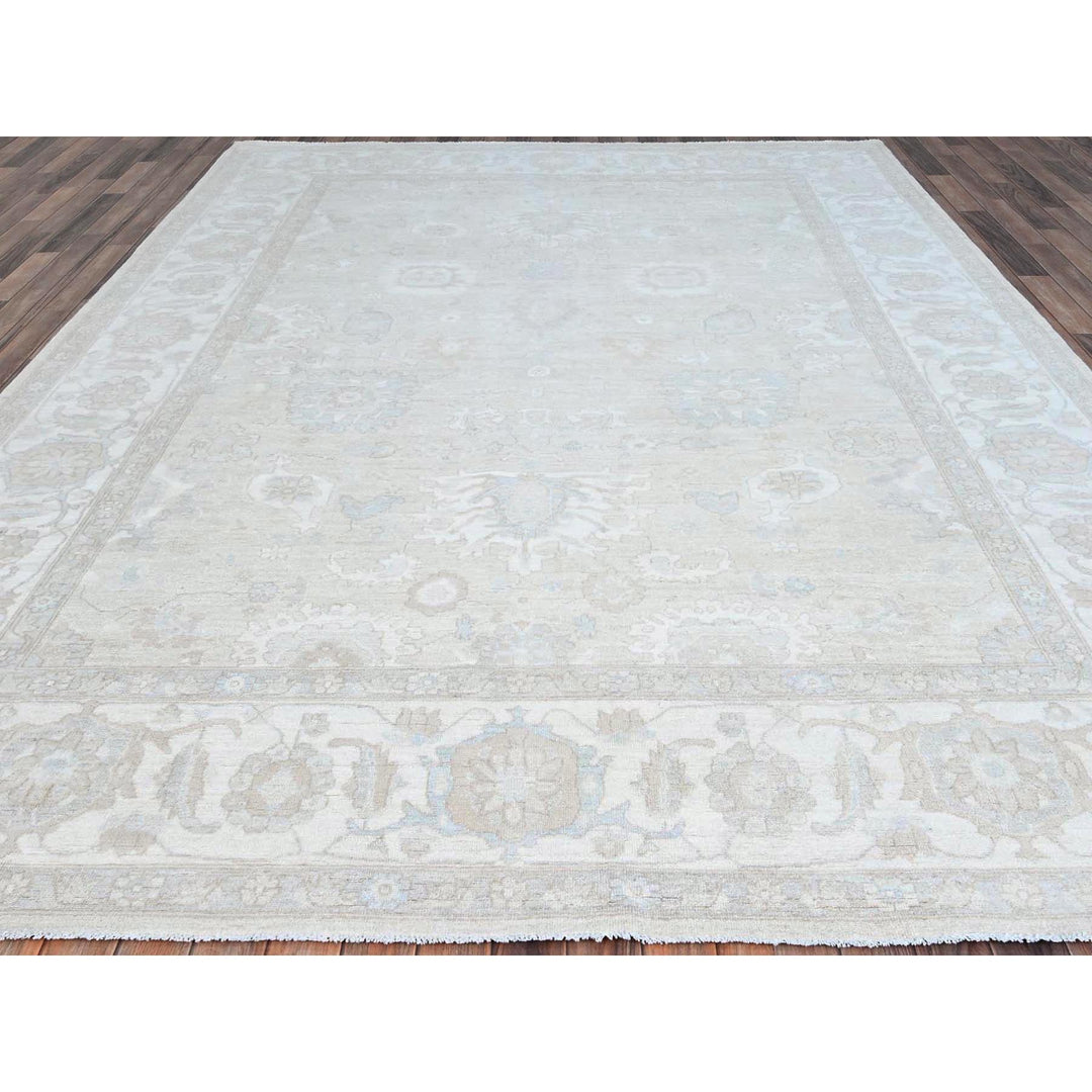 8'11" x 11'10" New Hand Knotted Grey Wool Rectangle Oriental Rug - MOA10286513