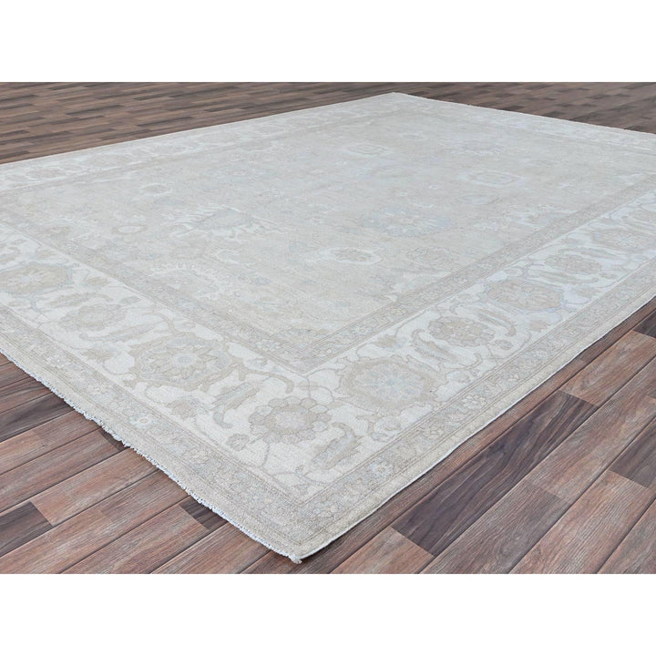 8'11" x 11'10" New Hand Knotted Grey Wool Rectangle Oriental Rug - MOA10286513