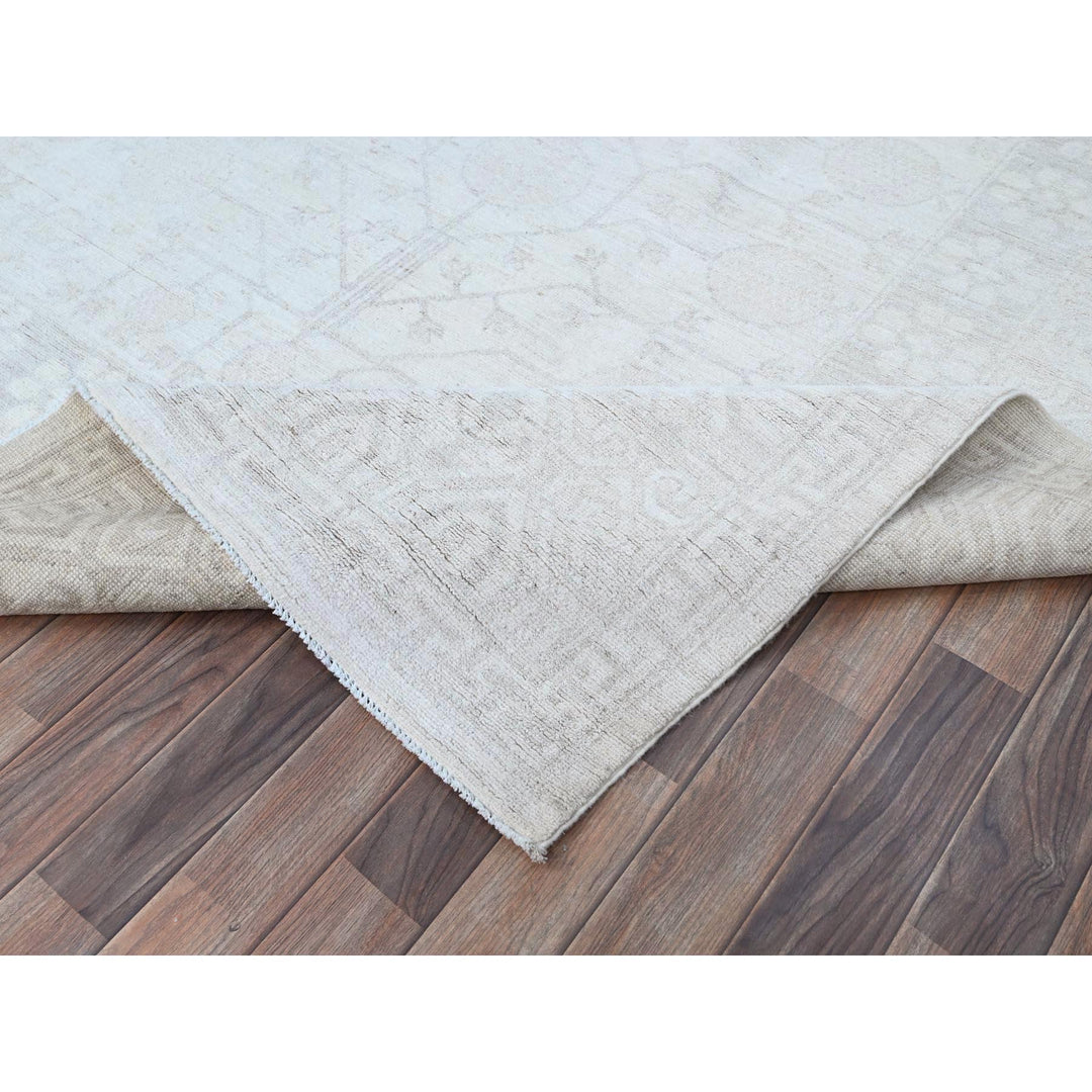 9'11" x 13'10" New Hand Knotted Ivory Wool Rectangle Oriental Rug - MOA10286515