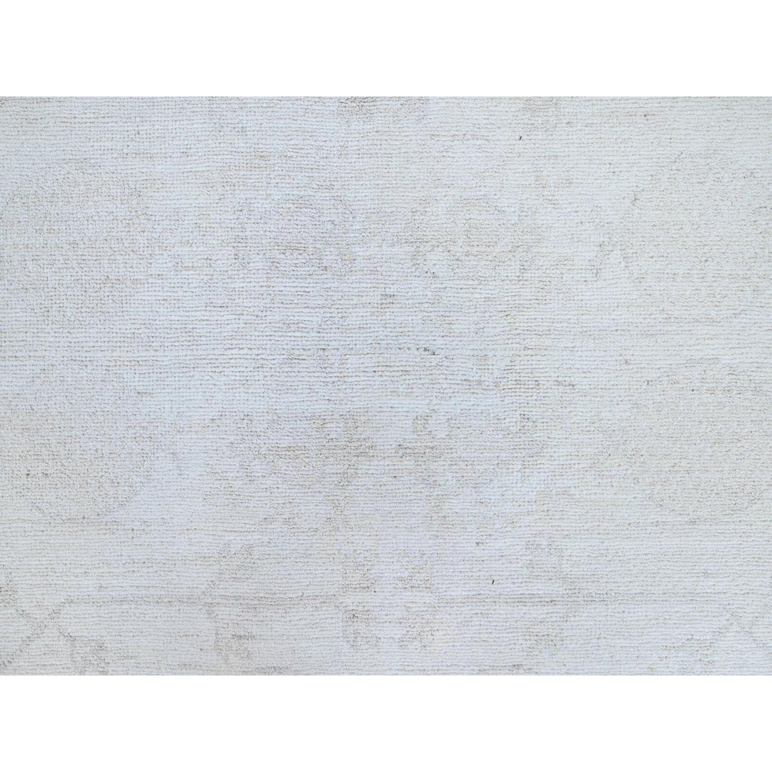 9'11" x 13'10" New Hand Knotted Ivory Wool Rectangle Oriental Rug - MOA10286515