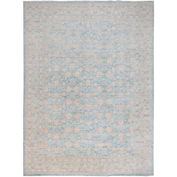 9'11" x 13'6" New Hand Knotted Blue Cotton Rectangle Oriental Rug - MOA10286517