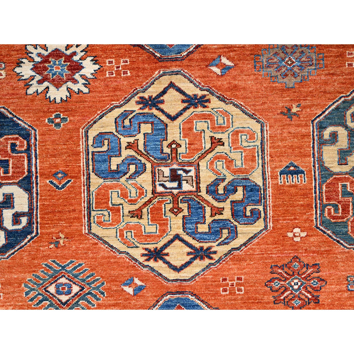 8'10" x 11'10" New Hand Knotted Orange Wool Rectangle Oriental Rug - MOA10286539