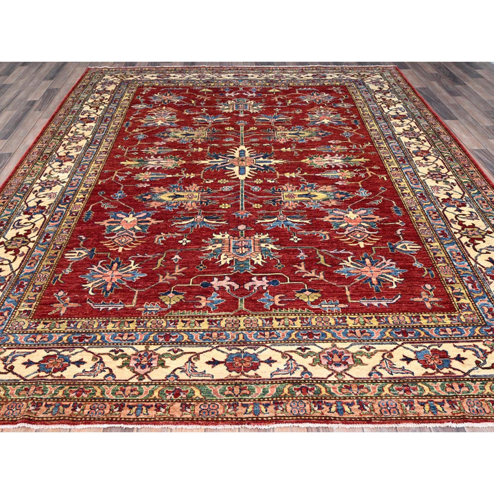 8'3" x 10'2" New Hand Knotted Red Wool Rectangle Oriental Rug - MOA10286541