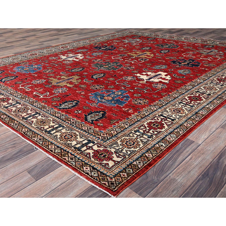 8'2" x 10'3" New Hand Knotted Red Wool Rectangle Oriental Rug - MOA10286543