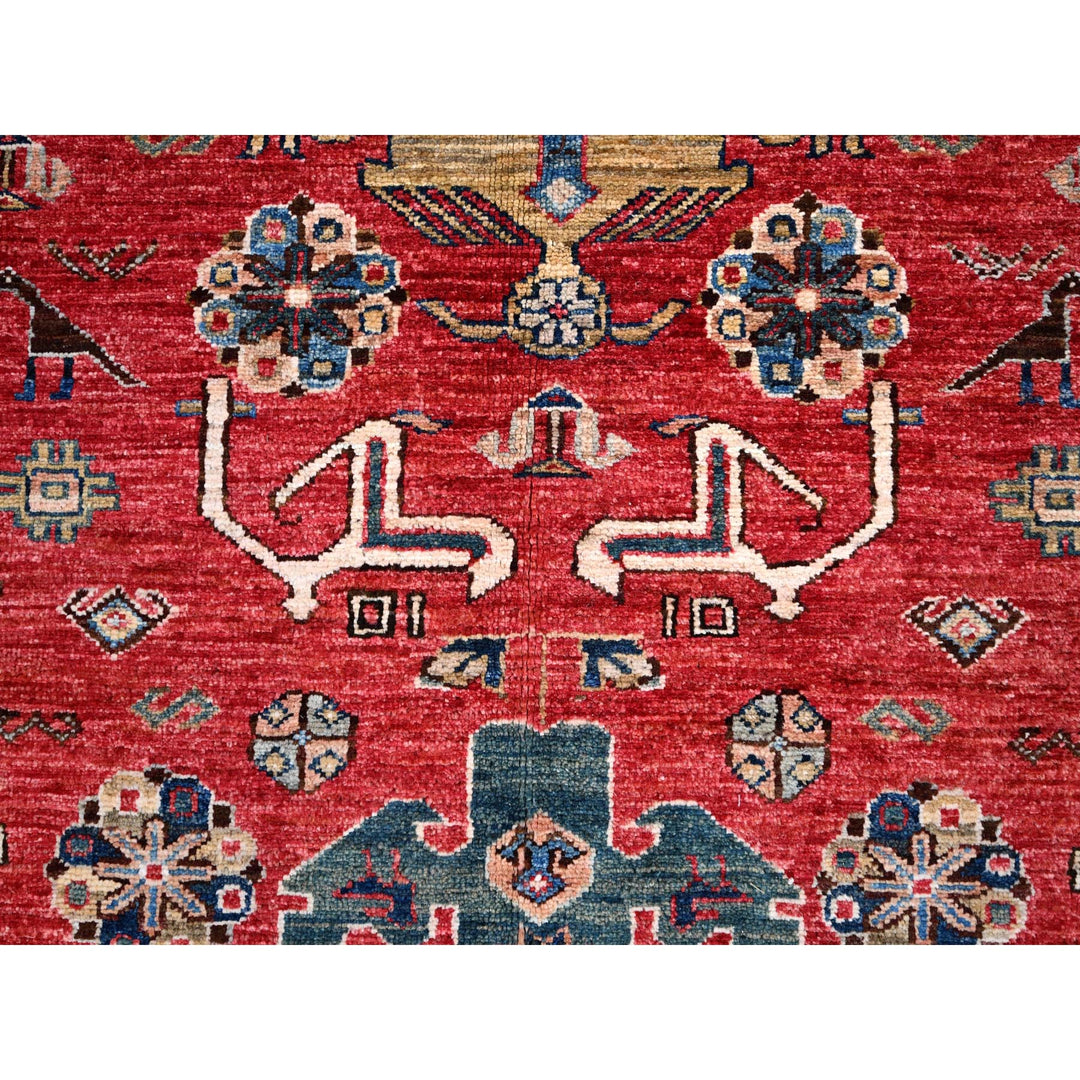 8'2" x 10'3" New Hand Knotted Red Wool Rectangle Oriental Rug - MOA10286543