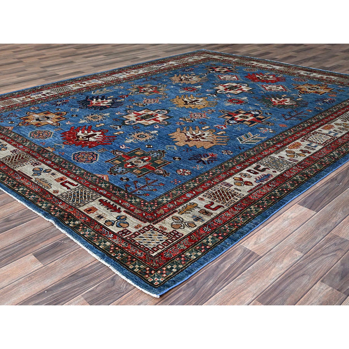 8'2" x 10'3" New Hand Knotted Blue Wool Rectangle Oriental Rug - MOA10286545