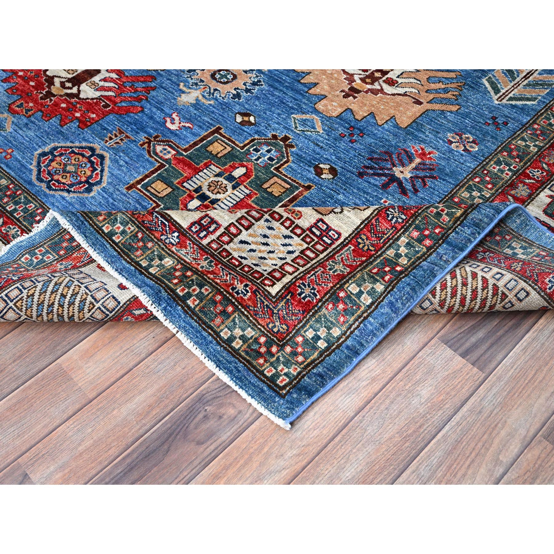 8'2" x 10'3" New Hand Knotted Blue Wool Rectangle Oriental Rug - MOA10286545