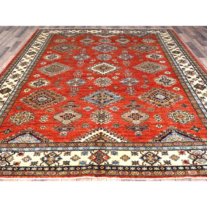 8'2" x 9'11" New Hand Knotted Red Wool Rectangle Oriental Rug - MOA10286551