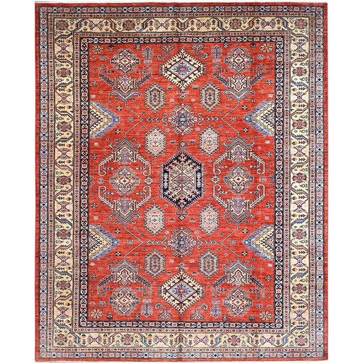 8'1" x 10'0" New Hand Knotted Red Wool Rectangle Oriental Rug - MOA10286552