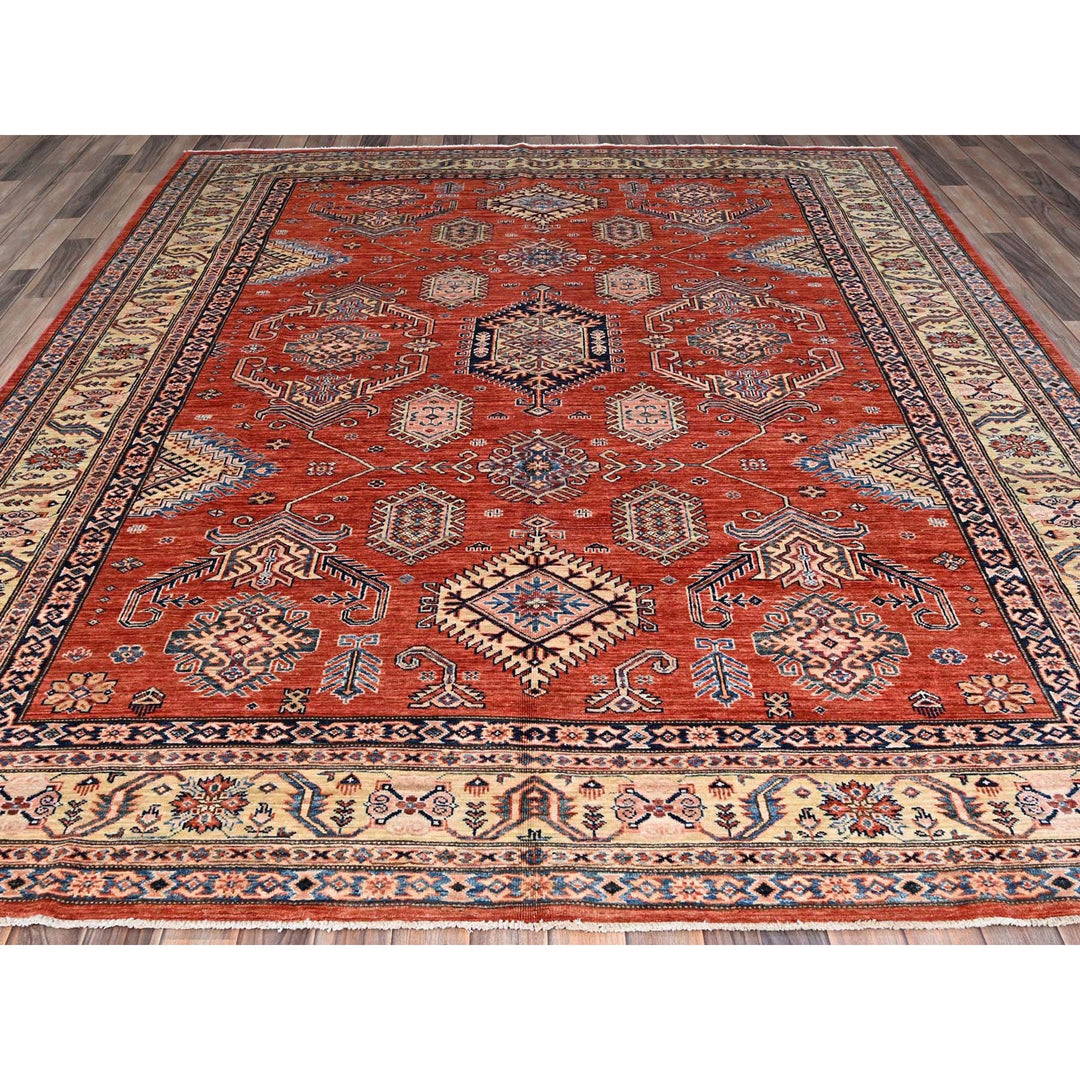 8'1" x 10'0" New Hand Knotted Red Wool Rectangle Oriental Rug - MOA10286552