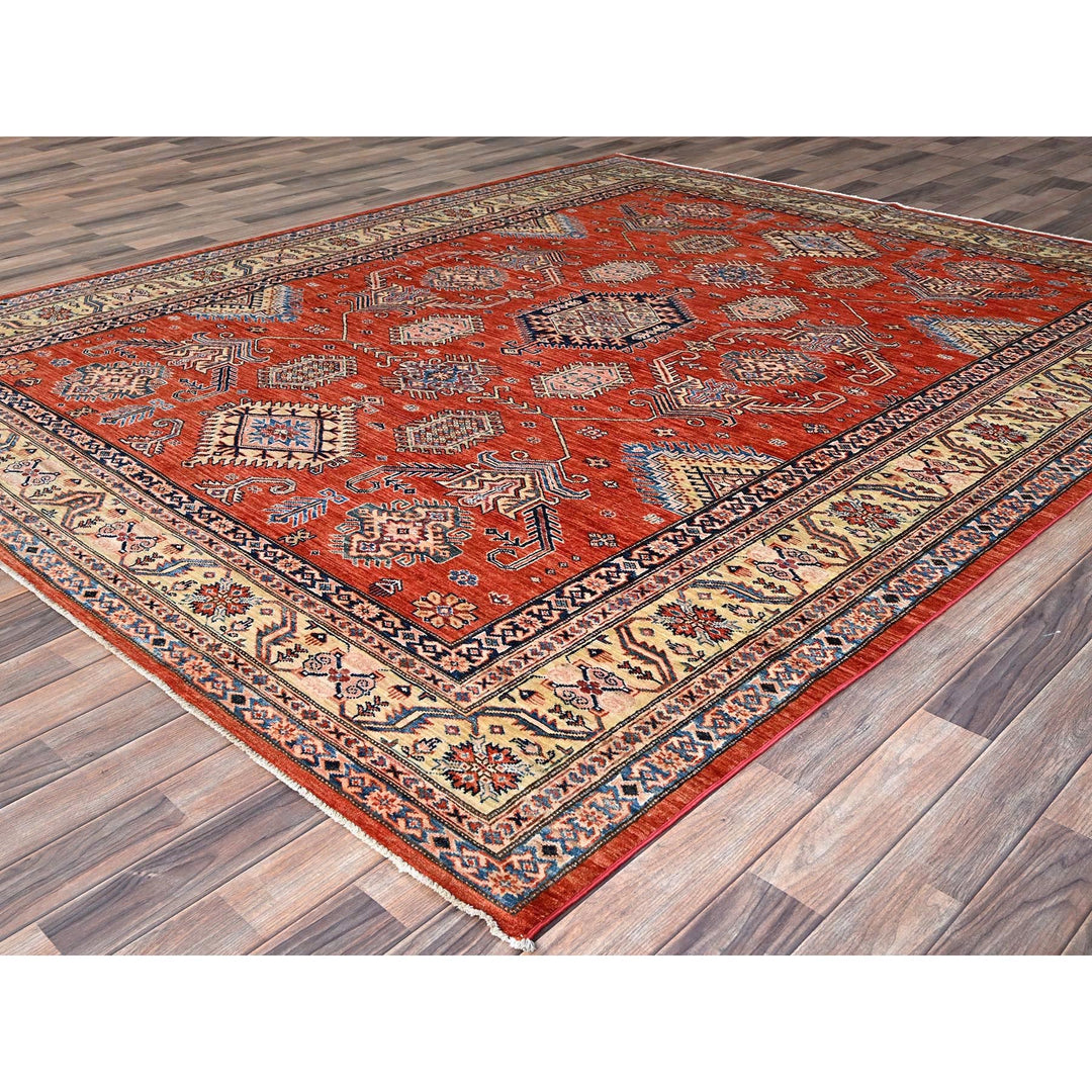 8'1" x 10'0" New Hand Knotted Red Wool Rectangle Oriental Rug - MOA10286552