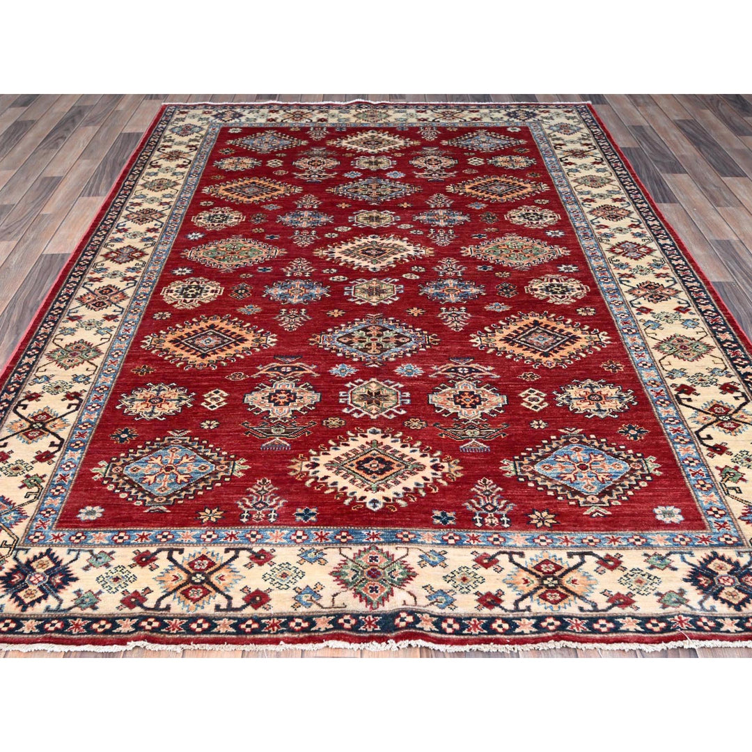 6'0" x 8'8" New Hand Knotted Red Wool Rectangle Oriental Rug - MOA10286560