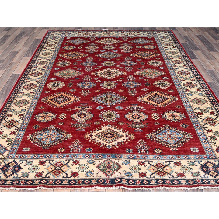 6'0" x 8'8" New Hand Knotted Red Wool Rectangle Oriental Rug - MOA10286560