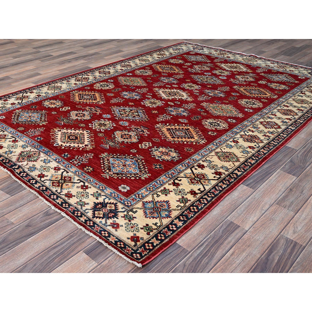 6'0" x 8'8" New Hand Knotted Red Wool Rectangle Oriental Rug - MOA10286560